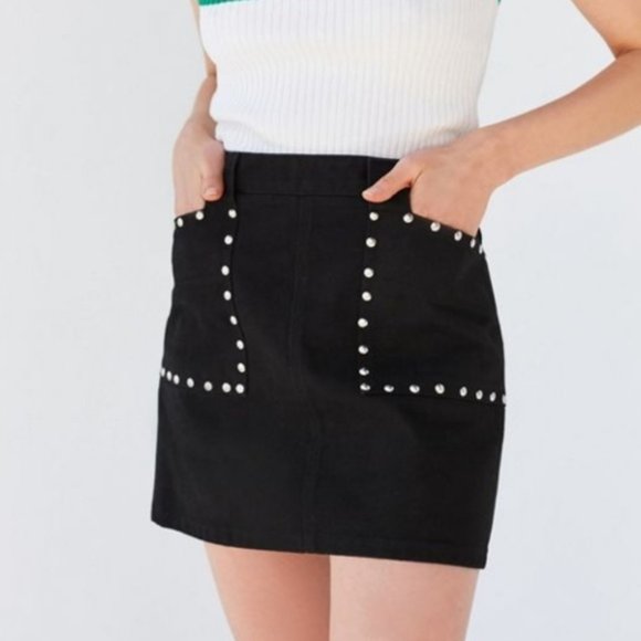Dresses & Skirts - Black Denim Silber Stud Skirt